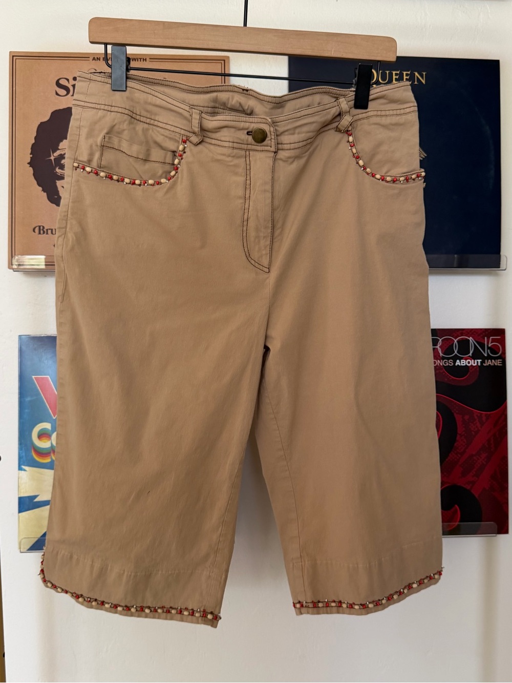 Women's Vintage Tan Cotton Blend Bermuda Shorts Y2K